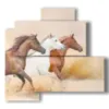 cuadros caballos en la tormenta de arena - version: 4 pannelli 83x78cm