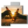 bilder bier bei sonnenuntergang - version: 4 pannelli 83x78cm