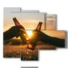 quadri birra al tramonto - version: 5 pannelli 104x90cm
