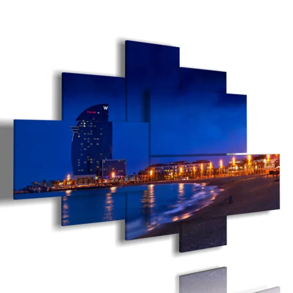 Leinwand mit einem Foto von Barcelona bei Nacht