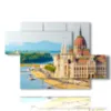 painting with photos of the parliament of budapest - version: 5 pannelli 128x85cm