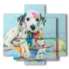 paintings depicting dogs in a world of colors - version: 5 pannelli 89x85cm