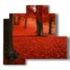 autumn painting red leaves - version: 4 pannelli 83x78cm