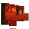 tableau d automne feuilles rouges - version: 5 pannelli 104x90cm