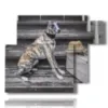 painting ancient dog with suitcase and hat - version: 6 pannelli 122x96cm