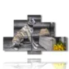 painting ancient dog with suitcase and hat - version: 6 pannelli 135x85cm