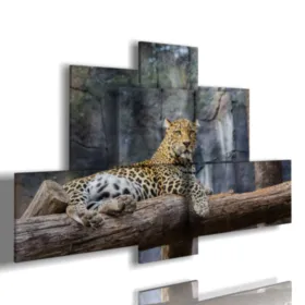 Gemälde von afrikanischen Tieren mit einem Leoparden