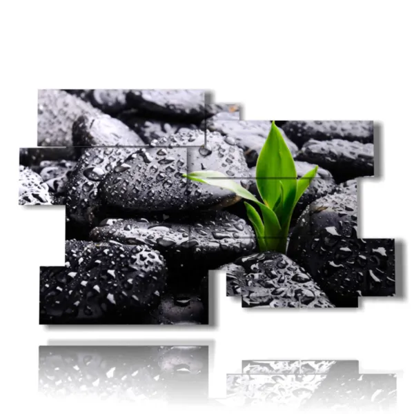 quadri zen con pietre nere stampe design moderne foto  3d Duudaart