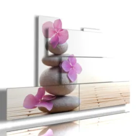 quadri moderni economici con composizione di pietre e fiori