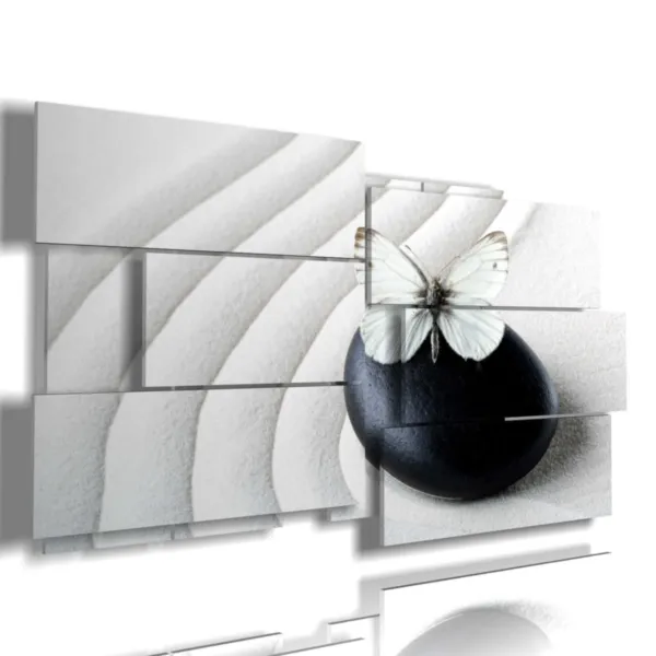 immagine pietra nera farfalla bianca stampe design moderne  3d Duudaart