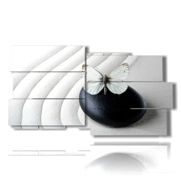 immagine pietra nera farfalla bianca stampe design moderne  3d Duudaart