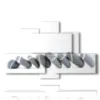 three dimensional paintings with image row of stones on a white background - version: 6 pannelli 135x85cm
