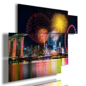 foto mare notte Singapore con fuochi d'artificio