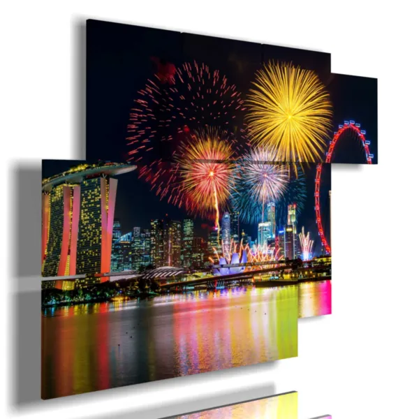 foto mare notte Singapore con fuochi d'artificio