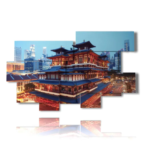 quadro centro citta singapore stampe design moderne foto  3d Duudaart