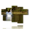 paintings animal prints of white swan - version: 6 pannelli 136x91cm