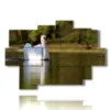 paintings animal prints of white swan - version: 9 pannelli 164x114cm