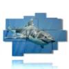 tableaux requin dans le bleu profond - version: 9 pannelli 164x114cm