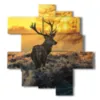 mountain animal paintings in the magic of sunset - version: 11 pannelli 146x158cm