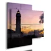 immagine faro tra colori del tramonto stampe design moderne  3d Duudaart