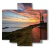 quadro con il faro alla fine della strada - version: 5 pannelli 89x85cm