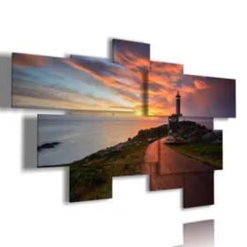 quadro con il faro alla fine della strada stampe design foto  3d Duudaart