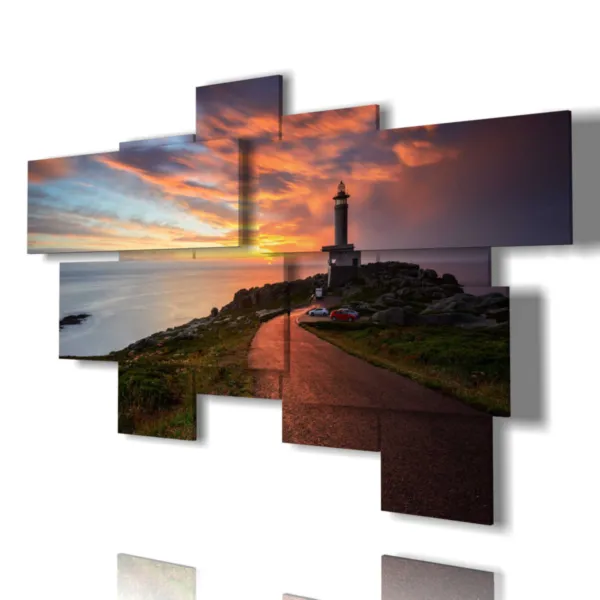 quadro con il faro alla fine della strada stampe design foto  3d Duudaart