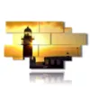 painting of a lighthouse in the yellow of the sun - version: 12 pannelli 206x119cm