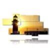 painting of a lighthouse in the yellow of the sun - version: 9 pannelli 212x104cm