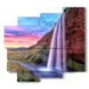 imagen de cascada al atardecer en islandia - version: 5 pannelli 106x98cm