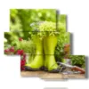 modern paintings flowers and gardening equipment - version: 5 pannelli 104x92cm