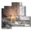 winterbild mit kerze - version: 4 pannelli 83x78cm