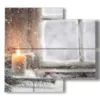quadro inverno con candela - version: 4 pannelli 91x85cm