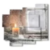 winter painting with candle - version: 5 pannelli 106x98cm