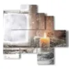 tableau d hiver avec bougie - version: 5 pannelli 110x105cm