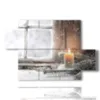 tableau d hiver avec bougie - version: 5 pannelli 128x85cm