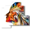 abstract colorful paintings woman profile - version: 4 pannelli 83x78cm