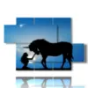 painting with fantasy horses images - version: 5 pannelli 128x85cm