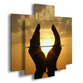 Cuadros modernos de atardeceres con manos