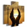 quadri moderni tramonto con mani