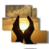 modern paintings sunset with hands - version: 5 pannelli 104x92cm