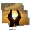 modern paintings sunset with hands - version: 6 pannelli 113x99cm