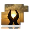 modern paintings sunset with hands - version: 6 pannelli 122x96cm