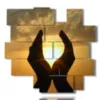 modern paintings sunset with hands - version: 14 pannelli 162x153cm