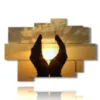 modern paintings sunset with hands - version: 9 pannelli 164x114cm