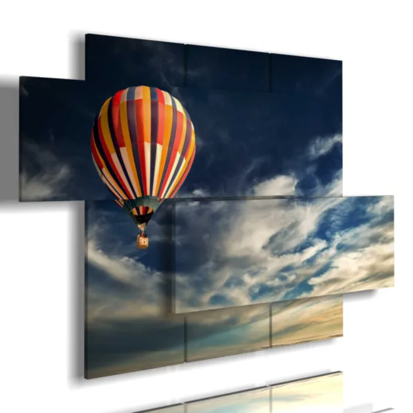 lonely hot air balloon paintings in the sky