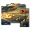tableaux avec montgolfiere immergee dans les nuages - version: 5 pannelli 89x77cm