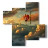 bilder mit heissluftballon in den wolken - version: 4 pannelli 94x98cm