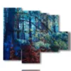 tableau de peintures sylvestres fantastiques - version: 5 pannelli 104x90cm