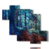 tableau de peintures sylvestres fantastiques - version: 6 pannelli 127x110cm